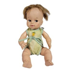VINTAGE HORSMAN‎ BABY DOLL 14" VINYL  BLUE EYES  Side Eye Rooted hair